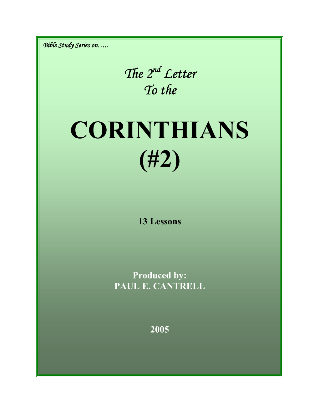 CORINTHIANS (2Nd)