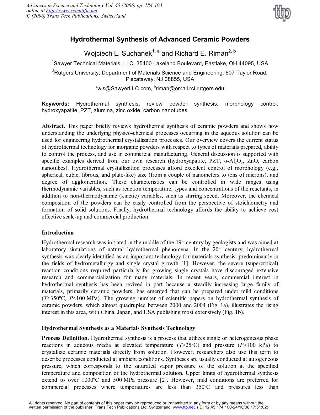 Hydrothermal Synthesis Study