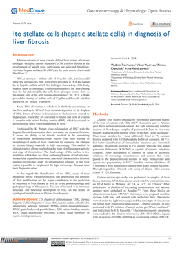 (Hepatic Stellate Cells) in Diagnosis of Liver Fibrosis