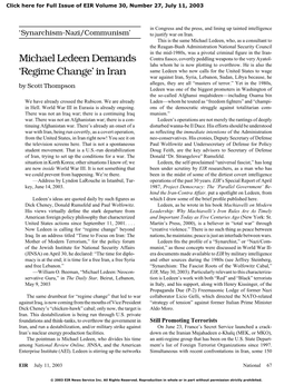 Michael Ledeen Demands 'Regime Change' in Iran
