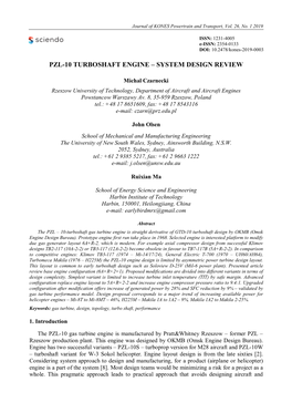 Pzl-10 Turboshaft Engine – System Design Review