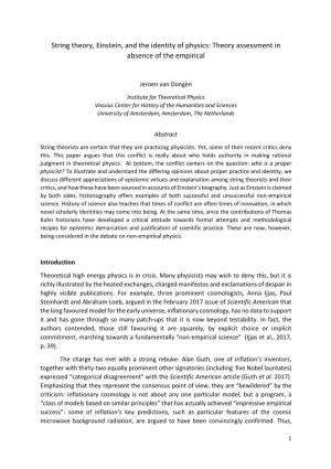 String Theory, Einstein, and the Identity of Physics: Theory Assessment in Absence of the Empirical