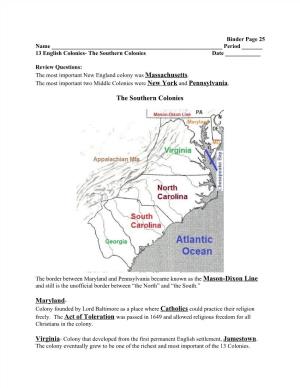 The Southern Colonies Maryland​