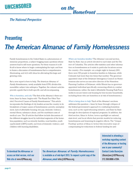 The American Almanac of Family Homelessness