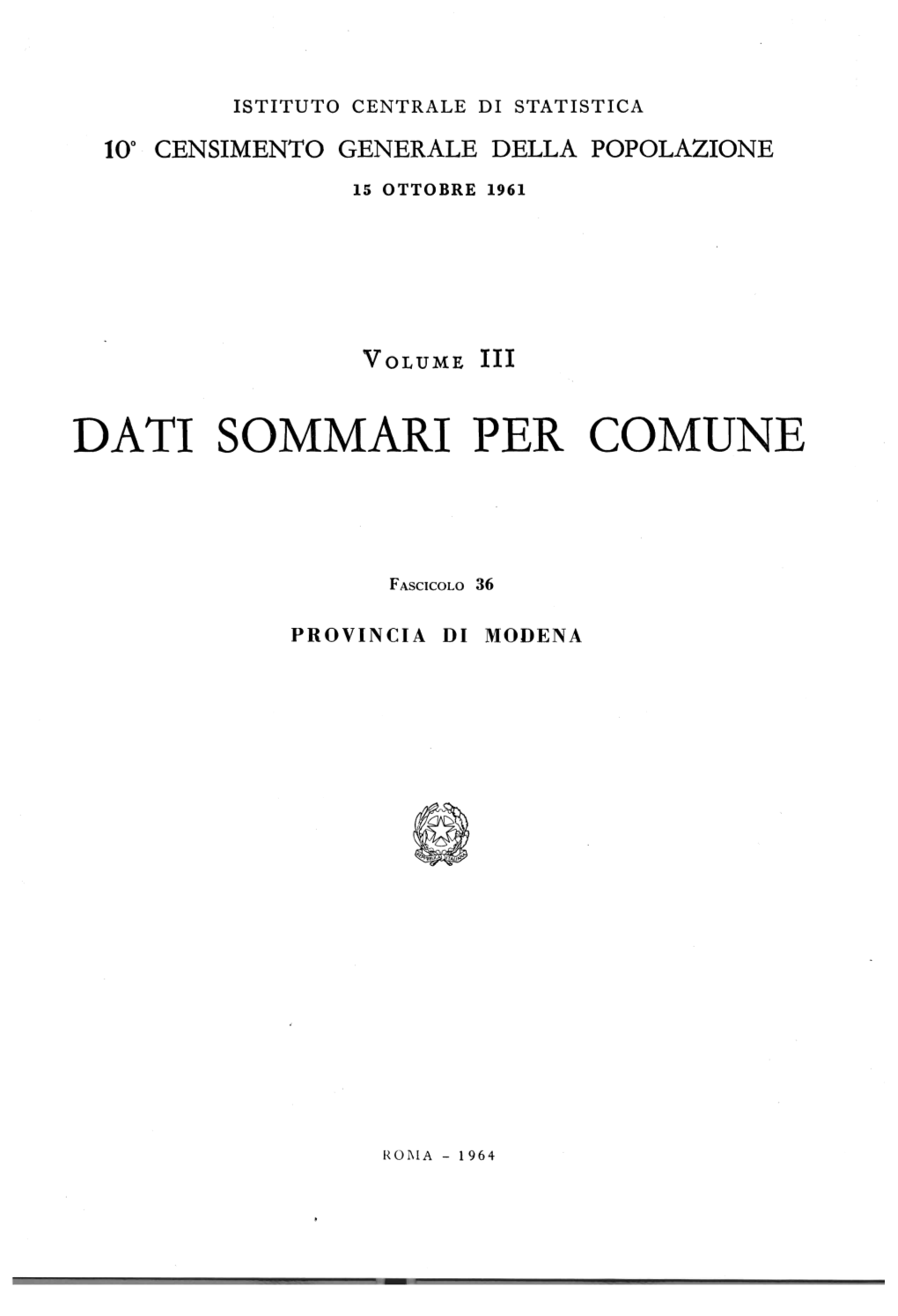 Dati Sommari Per Comune