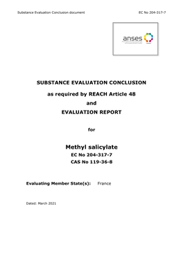 Methyl Salicylate EC No 204-317-7 CAS No 119-36-8