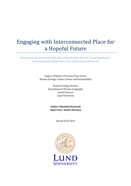 Engaging with Interconnected Place for a Hopeful Future
