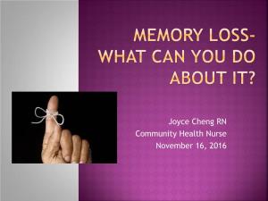 Memory Loss What Can You Do About