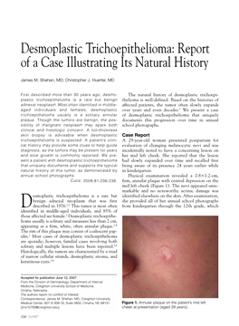 Desmoplastic Trichoepithelioma: Report of a Case Illustrating Its Natural History