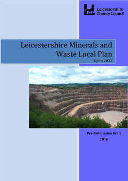 Leicestershire Minerals and Waste Local Plan up to 2031