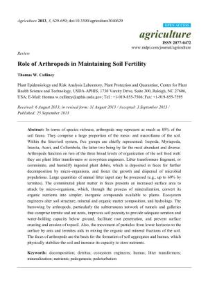 Role of Arthropods in Maintaining Soil Fertility