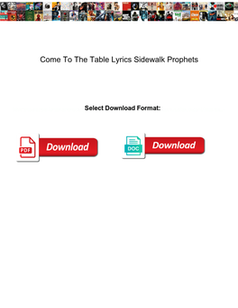 Come to the Table Lyrics Sidewalk Prophets