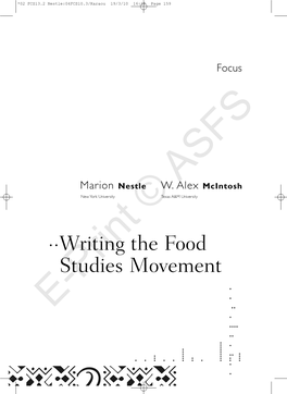 Writing the Food Studies Movement
