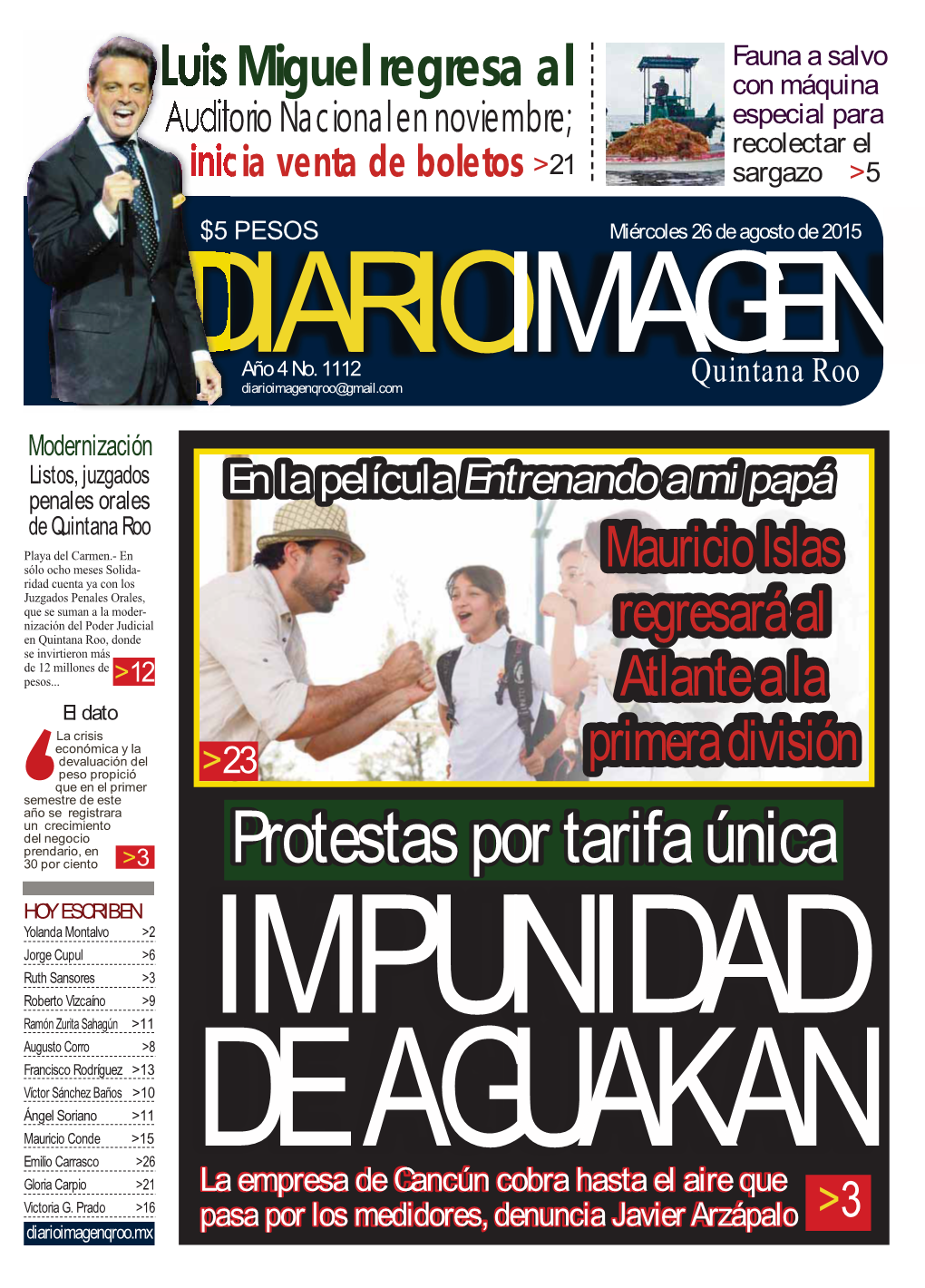 DIARIOIMAGEN QUINTANAROO Miércoles 26 De Agosto De 2015