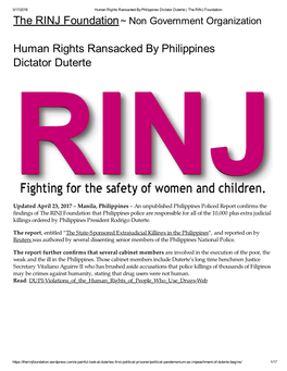 Human Rights Ransacked by Philippines Dictator Duterte | the RINJ Foundation