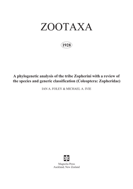 Zootaxa, a Phylogenetic Analysis of the Tribe Zopherini with A