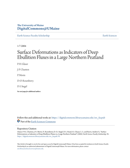 Surface Deformations As Indicators of Deep Ebullition Fluxes in a Large Northern Peatland P