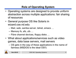 Role of Operating System