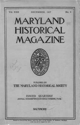 Maryland Historical Magazine, 1927, Volume 22, Issue No. 4