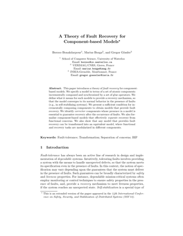 A Theory of Fault Recovery for Component-Based Models⋆