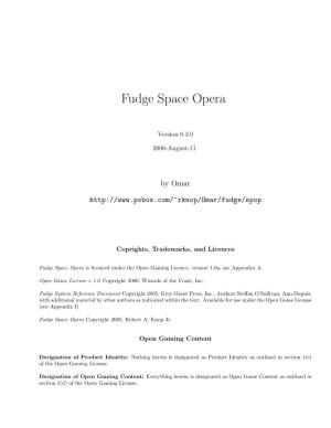 Fudge Space Opera