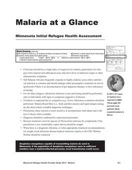 Malaria at a Glance