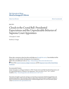 Clouds in the Crystal Ball: Presidential Expectations and the Unpredictable Behavior of Supreme Court Appointees Christopher E