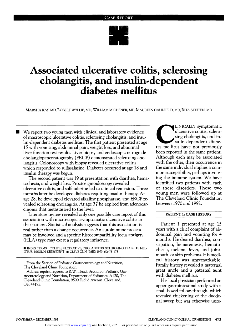Associated Ulcerative Colitis, Sclerosing Cholangitis, and Insulin*Dependent Diabetes Mellitus