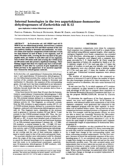 Internal Homologies in the Two Aspartokinase-Homoserine