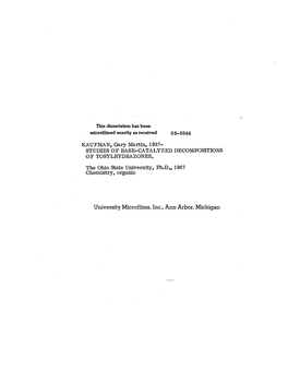 Studies of Base-Catalyzed Decompositions of Tosylhydrazones