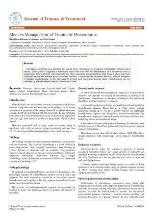 Modern Management of Traumatic Hemothorax