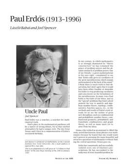 Paul Erdos 1913-1996