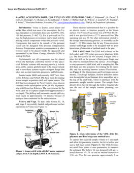 Sample Acqusition Drill for Venus in Situ Explorer (Vise)