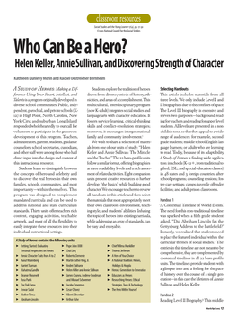 Who Can Be a Hero? Helen Keller, Annie Sullivan, and Discovering Strength of Character