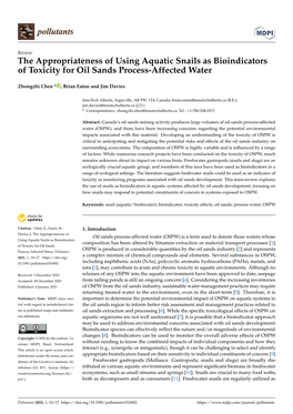 The Appropriateness of Using Aquatic Snails As Bioindicators of Toxicity for Oil Sands Process-Affected Water