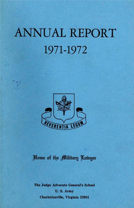 Commandant's Annual Report, 1971-1972