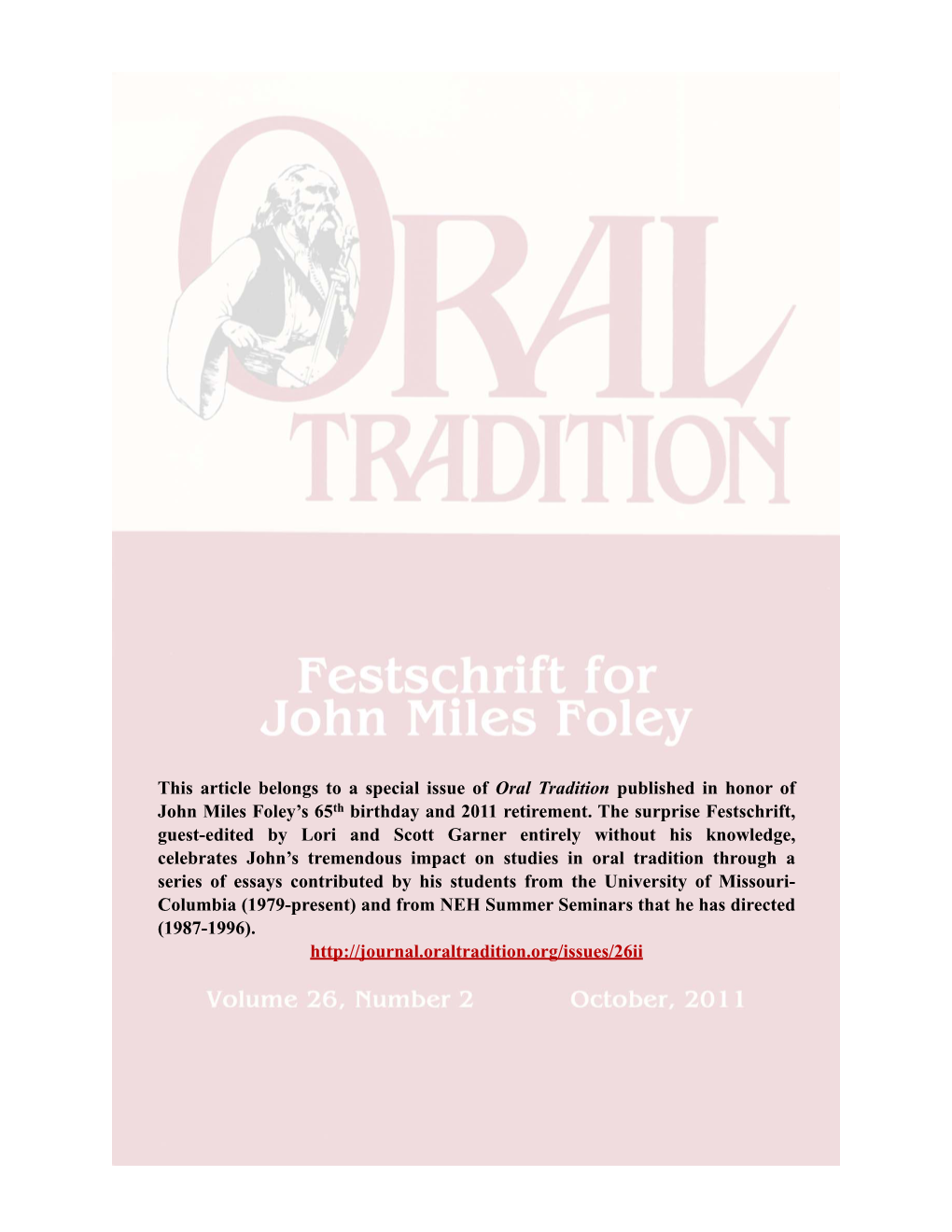Annotated Bibliography of Works by John Miles Foley