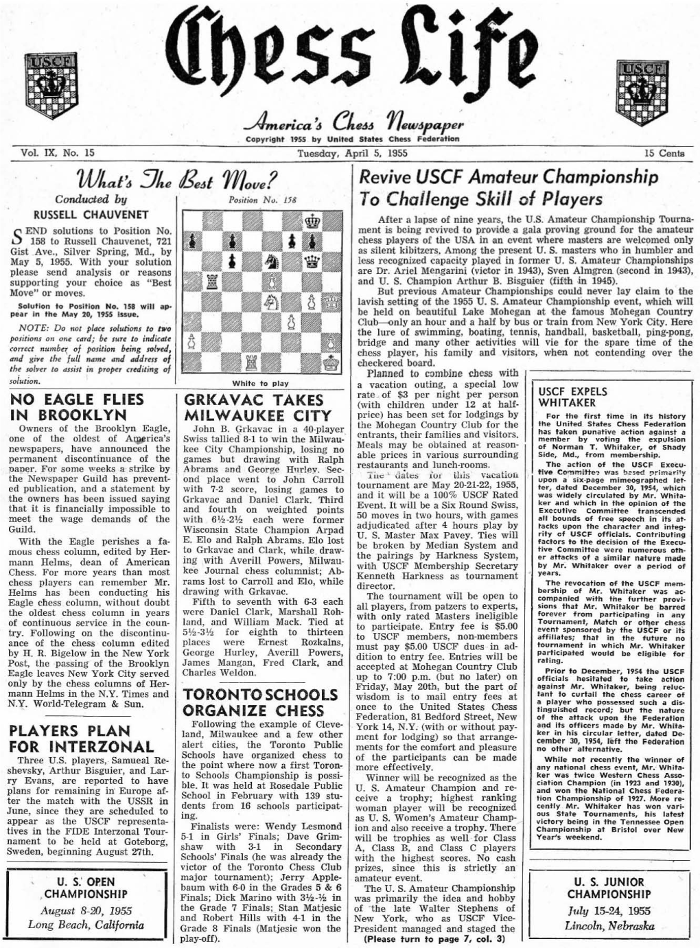 Revive USCF Amateur Championship to Challenge Skill of Players