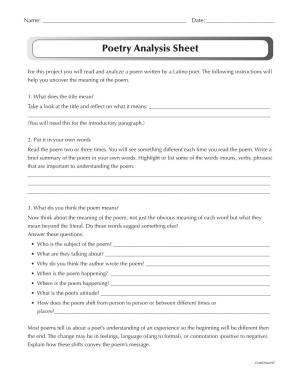 Poetry Analysis Sheet