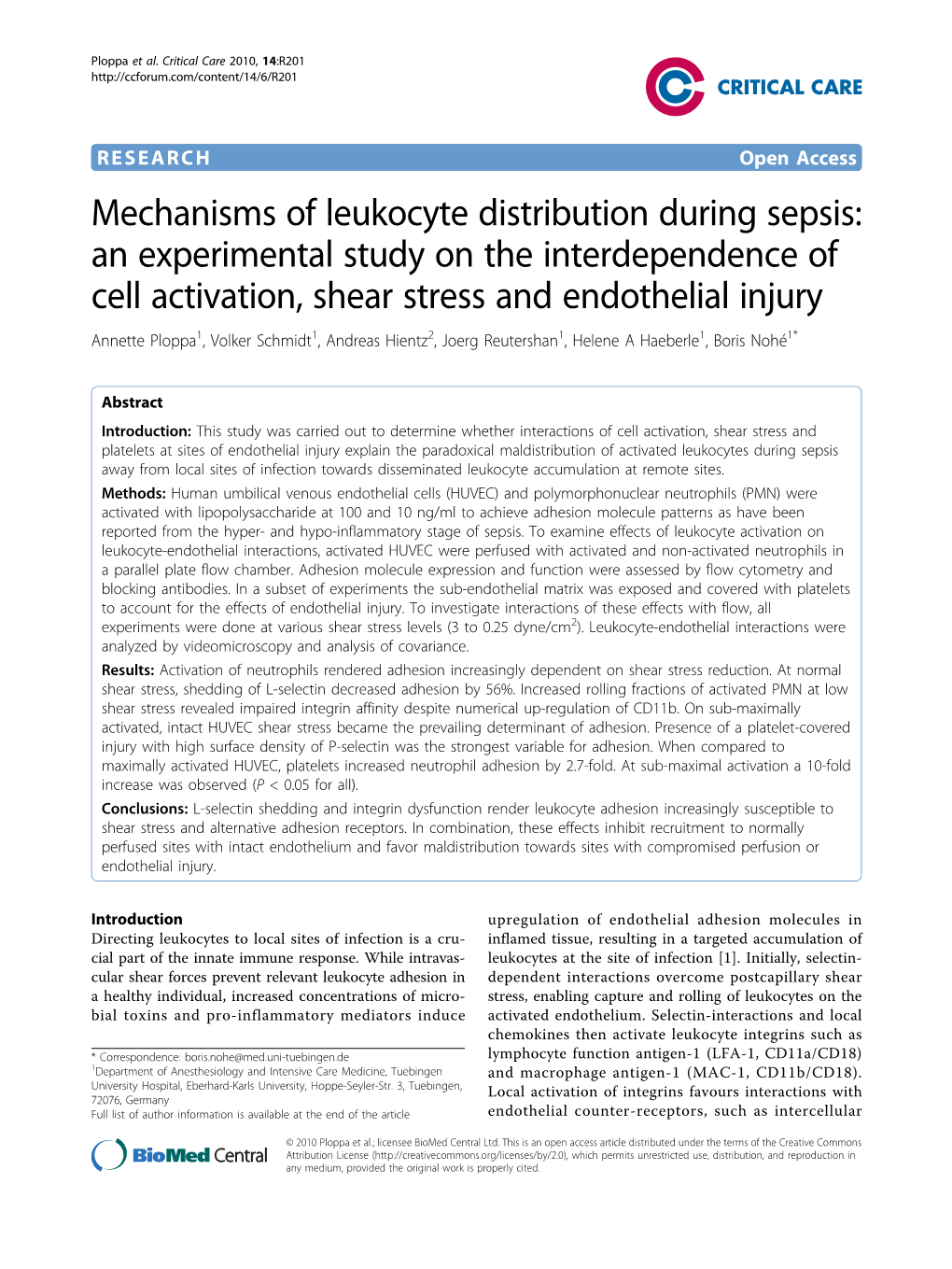 Mechanisms of Leukocyte Distribution During Sepsis