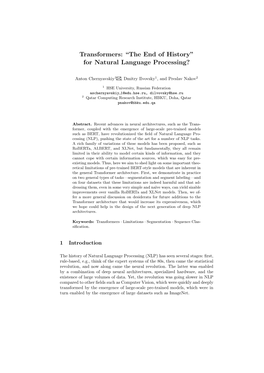 Transformers: “The End of History” for Natural Language Processing?