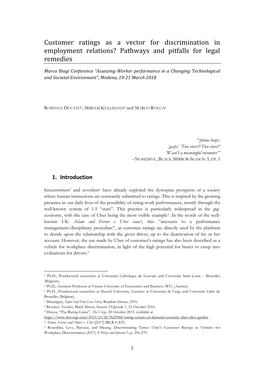 Customer Ratings As a Vector for Discrimination in Employment Relations? Pathways and Pitfalls for Legal Remedies