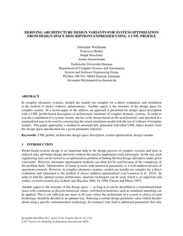 Deriving Architecture Design Variants for System Optimization from Design Space Descriptions Expressed Using a Uml Profile