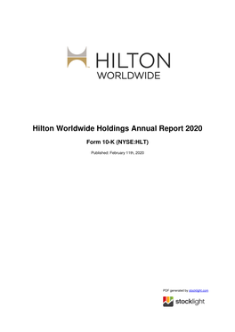Hilton Worldwide Holdings Annual Report 2020