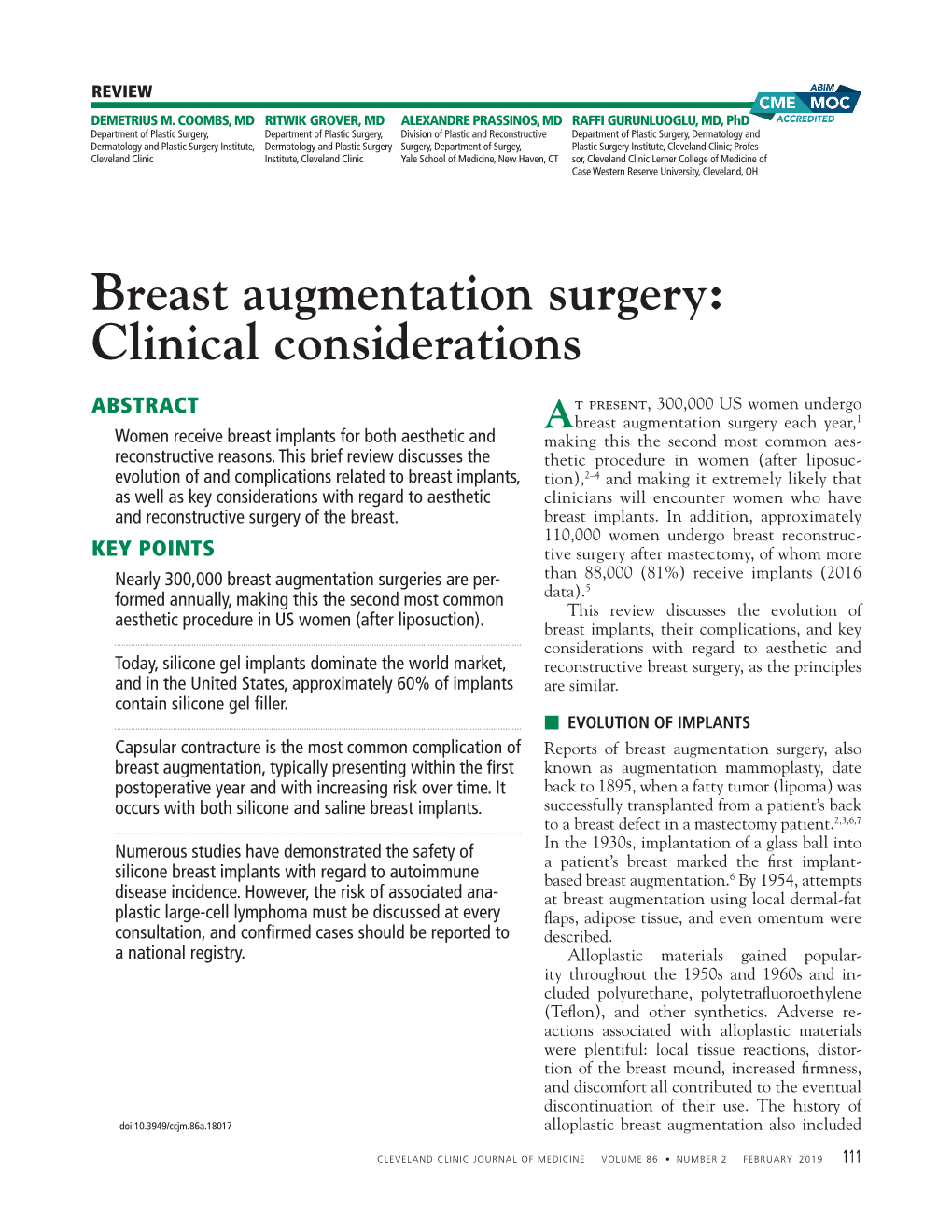 Breast Augmentation Surgery: Clinical Considerations