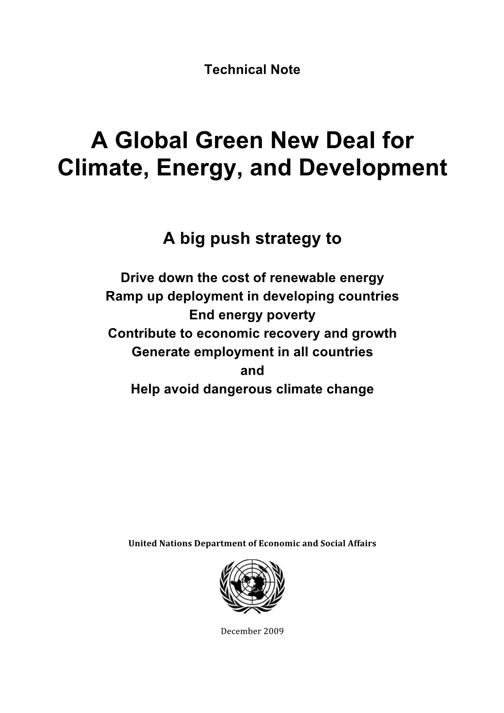 A Global Green New Deal for Climate, Energy, and Development