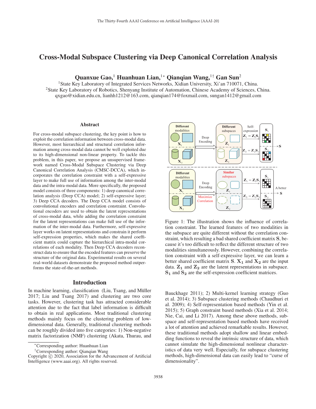 Cross-Modal Subspace Clustering Via Deep Canonical Correlation Analysis