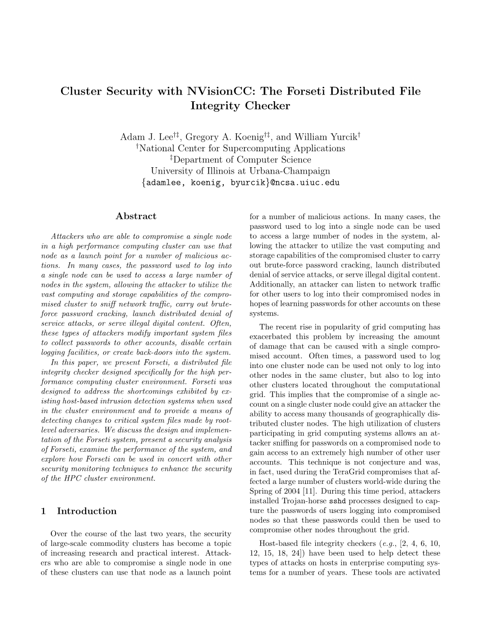 The Forseti Distributed File Integrity Checker