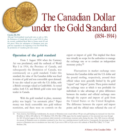 The Canadian Dollar Under the Gold Standard