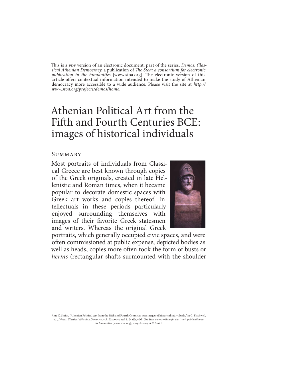 Athenian Political Art from the Fifth and Fourth